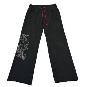 Vintage Y2K Lucky Brand Sweatpants Womens XL Black Red Nagoya Embroidered Asian